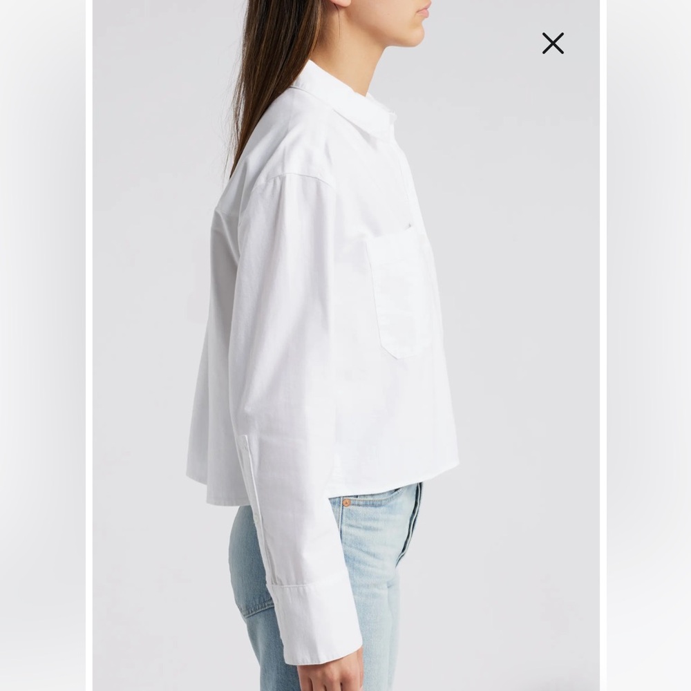 TREASURE & BOND Boxy Oxford Button-Up Shirt - White - XS
